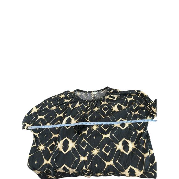 Sundance Blouse Black Tan Lightweight‎ Long Sleeve Boho Bohemian Tassel Small - Picture 10 of 12